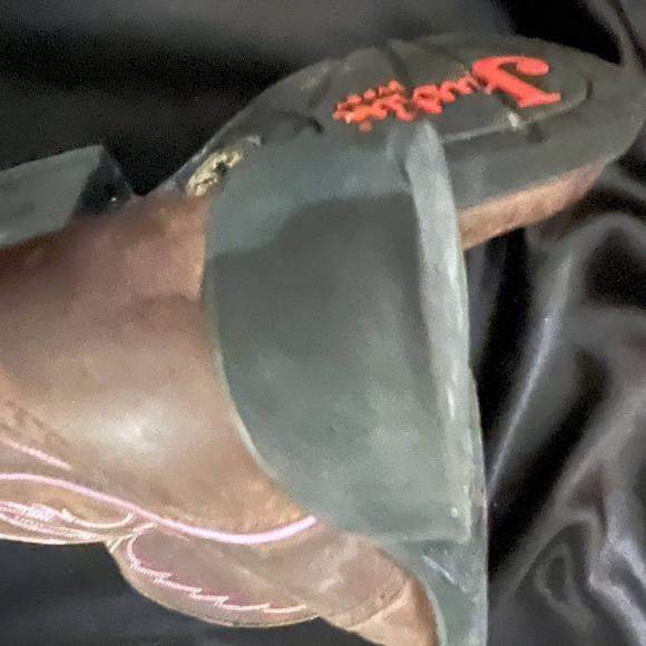 JUSTIN Gypsy L9903 7.5  Leather Cowgirl Western Roper Fat Boy Low Boots - Picture 5 of 7